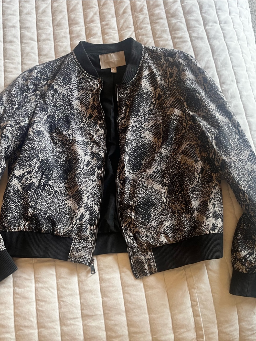 Snake-Print bomber jacket  - Black/Gray